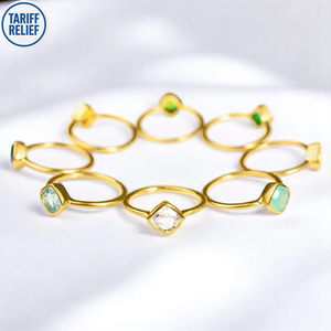 Anillo de Plata de Ley con Cristal de Cuarzo en Forma de Cojín, Chapado en Oro, 8mm, Anillo Apilable con Piedra de Nacimiento - Product Image 2