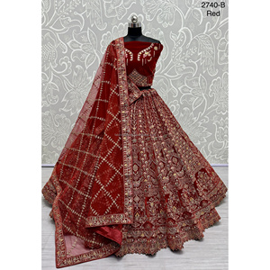 Collections de velours de vêtements de mariée indiens pour la mariée avec le travail de Zarkhan par Fabzone - Product Image 5