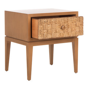 Mesita de noche tejida elegante de mimbre/ratán para dormitorio de 23 pulgadas - Product Image 1