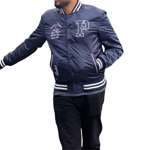 Chaqueta Bomber Varsity Premium de Satén |   Chaquetas de vuelo satinadas elegantes de la edición Streetwear de Aviator Navy al por mayor |   Marca Privada - Product Image 1