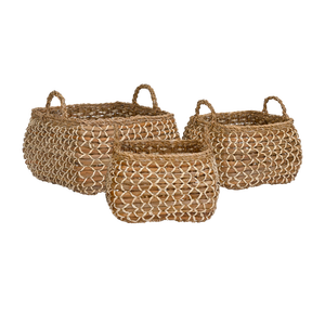 Juego de 3 Cestas de Almacenamiento de Jacinto de Agua de Alta Calidad y Ecológicas, con Asas Tejidas, Organizadores Multiusos para Dormitorio y Sala de Estar - Product Image 1