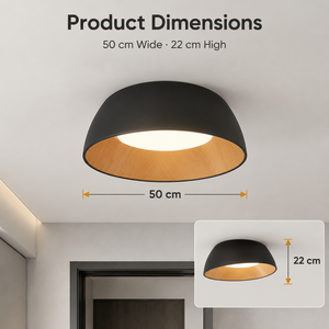 Plafonnier LED rond noir moderne en fer et acrylique, dimmable, à montage en surface, avec télécommande, pour chambre et salon - Product Image 2
