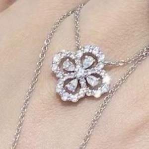 925 Sterling Silver <b>Delicate</b> Luxury <b>Necklace</b> with Gold Plating Zircon Main Stone Size S 15*15 - Product Image 1