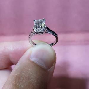 Moissanite 2CT <b>Emerald</b> Cut Romantic Signet <b>Ring</b> Original 925 <b>Silver</b> Fine Modern Style Anniversary Gift For Girlfriends - Product Image 5