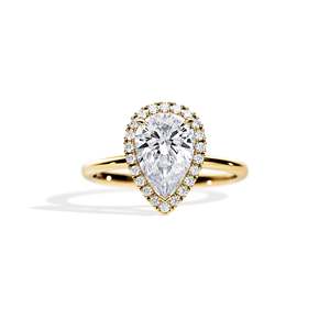 Women's 14k Gold Plated Pear Cut Diamond Engagement Ring Prong Setting Classic Style - Product Image 1