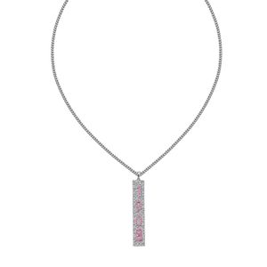 Silver 1908 Crystal Bar Pendant <b>Necklace</b> with Pink Rhinestone Number Design Fine Chain Elegant Women Fashion Jewelry <b>Statement</b> - Product Image 5