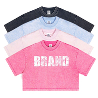 Meilleure Vente T-shirt Court Femme Vintage 230 g/m² Haute Qualité Délavé à l'Acide Respirant Décontracté avec Logo pour l'Été