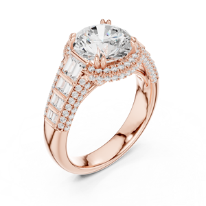 Anillo Solitario de Moissanita con Corte Redondo, Engaste Halo Vintage, Chapado en Oro Rosa sobre Plata de Ley, Anillo de Promesa, Regalo para Ella - Product Image 4