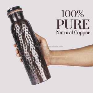 Elegant Antique Copper Hammer Design Metal Travel <b>Water</b> <b>Storage</b> <b>Bottle</b> with Lid for Home & Funeral Drinking Stylish Drinkware - Product Image 5