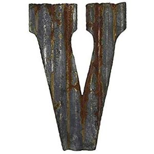 Letra V de Metal Corrugado Galvanizado Rústico, Decoración de Pared, Letrero Alfabético Industrial Vintage Grande para Diseño de Casa de Campo, Hogar y Jardín - Product Image 1