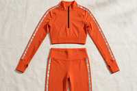 Ensemble haut et leggings rose pour femme, col demi-zip, manches longues, uni, respirant, en coton, anti-rétrécissement, coupe ample, tenue de sport et d'entraînement