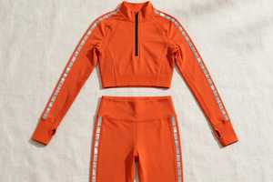 Ensemble haut et leggings rose pour femme, col demi-zip, manches longues, uni, respirant, en coton, anti-rétrécissement, coupe ample, tenue de sport et d'entraînement - Product Image 4