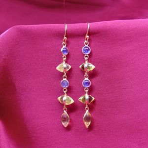 Boucles d'oreilles pour femme en argent sterling 925 plaqué or avec améthyste et topaze citron, idéales pour les mariages - Product Image 6