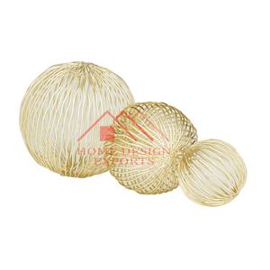 Dernière sculpture de table boule en or antique design pour la décoration intérieure Objet de table boule filaire en fer design classique pour bureau - Product Image 3