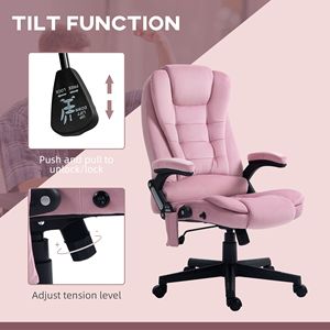 Sedia da Ufficio Direzionale in Velluto Rosa con Massaggio Riscaldato e 6 Punti di Vibrazione, Design Tradizionale e Contemporaneo per Dirigenti - Product Image 6
