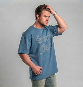 T-shirt surdimensionné personnalisé pour homme avec strass, 100 % coton épais, coupe ample, style streetwear, fabricant OEM ODM de t-shirts pour hommes - Product Image 6