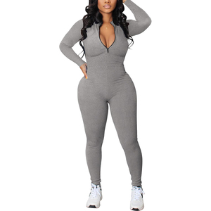 premium stretch fitness <b>jumpsuit</b> manufacturer wholesale women athletic activewear supplier custom logo seamless <b>workout</b> apparel - Product Image 5