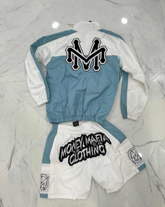 Ensemble survêtement streetwear 2 pièces personnalisé pour homme : coupe-vent court et pantalon cargo zippé en nylon et polyester – Vente en gros, OEM - Product Image 1