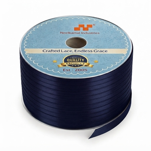 Ruban en satin bleu marine simple face de 6 mm, 100 % polyester, personnalisable, qualité export, rouleau de 350 mètres, cadeaux d'entreprise, emballage de vin - Product Image 1