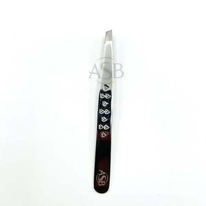 Pinzas para Cejas de Acero Inoxidable con Punta Inclinada, Acabado Plateado, con Corazón en el Mango, Logotipo Personalizado, Pinzas Profesionales para Cejas - Product Image 2