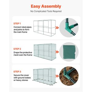 Gabbia per colture 11.6 x 3.9 x 6.3 piedi con porta con cerniera, tenda alta resistente al vento per la protezione delle piante, facile installazione esterna per colture di frutta - Product Image 6