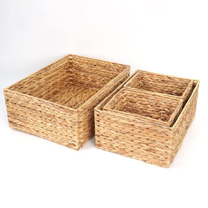 Panier de rangement de bureau écologique en jacinthe d'eau, idéal pour la table, vente rapide - Product Image 2