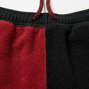 Pantalon de détente décontracté pour femme, coupe large, taille haute, confortable, avec cordon de serrage, color block rouge et noir - Product Image 4
