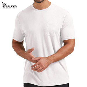 RELEVO INDUSTRIES <b>Men's</b> White Cotton T-<b>Shirt</b> Short Sleeve O-Neck Regular Fit Casual Jersey Knitted Solid Color Front - Product Image 2