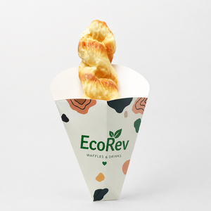 Boîte d'emballage personnalisée avec logo imprimé, biodégradable, écologique, jetable, en kraft, pour frites, churros, crêpes, gaufres à bulles - Product Image 2