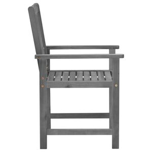 Juego de 4 Sillas de Patio de Madera de Acacia Sólida Gris, Diseño Estándar, Muebles de Patio - Product Image 6