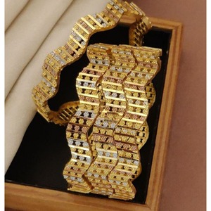 Juego de Brazaletes de Metal con Acabado Dorado de Varias Capas, Diseño Elegante, Joyería de Lujo para Mujer, para Bodas - Product Image 1