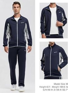 Ensemble de survêtement sportif pour homme Spans, bleu marine, avec fermeture éclair intégrale, coupe décontractée, respirant, style automne, avec empiècements contrastants - Product Image 5