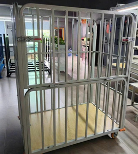 Half Door Industrial Fabric Trolley Four Wheel Stainless Steel <b>Cart</b> 500kg Capacity <b>Foldable</b> Loose Packing Rack Fence Storage - Product Image 2