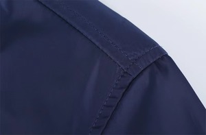Men Navy Bomber <b>Jacket</b> Slim Fit <b>Zip</b> <b>Up</b> Stand Collar Lightweight Nylon Coat Dark Blue Casual Custom Embroidered Logo <b>Jacket</b> - Product Image 5