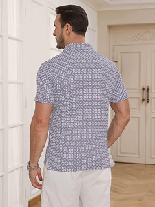 Camisa polo para hombre de manga corta, diseño con botones, tejido de punto, logotipo personalizado e impresión. - Product Image 2