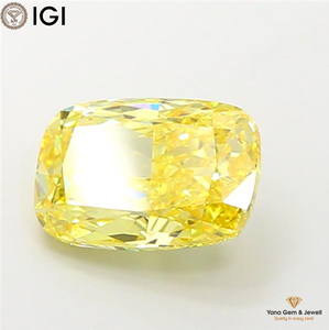 VVS2 Clarity Fancy Vivid Yellow Color IGI & for Certified CVD Lab Grown Diamond <b>Cushion</b> Shape 4.02 Carat Luxury Wedding Ring - Product Image 6