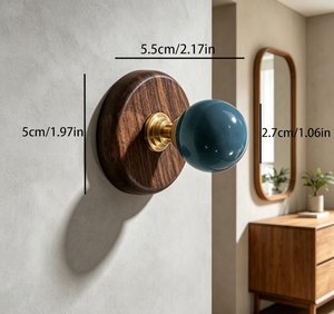 Aluminum Double Wall <b>Hook</b> Round Coat Rack Glossy Polished Finish <b>Black</b> Knob Farmhouse Style Entryway Closet Bathroom - Product Image 6