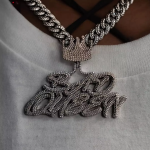 Pendentif personnalisé HipHop en argent sterling 925 avec lettre initiale en moissanite VVS, logo initial, pendentif nom glacé pour homme - Product Image 2