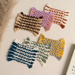 Colorful Handmade Macrame Coasters Boho Style Fringe Table <b>Mats</b> for Coffee <b>Cups</b> Dining Table and Home Decor Styling From India - Product Image 6