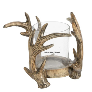 Support de bougie en métal de qualité supérieure, design unique en forme de bois de cerf, finition argentée brillante et polie, accessoire d'éclairage - Product Image 3