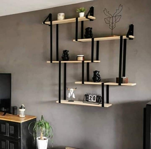 Étagères murales en métal modernes faites à la main avec design amovible pour la décoration de la maison pour Diwali - Product Image 1