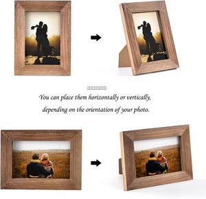 Wood <b>Picture</b> <b>Frame</b> 4x6 Brown Retro Photo <b>Frames</b> with Real Glass Solid Wooden Photo <b>Frame</b> Standing <b>for</b> Tabletop Hanging <b>Wall</b> Farm - Product Image 3