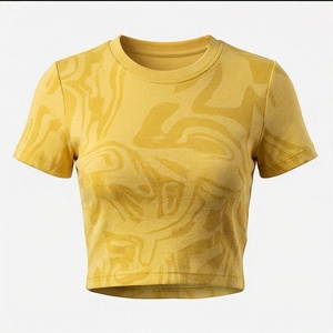 Top Corto de Algodón Personalizado para Mujer, Cuello Redondo, Casual, Tejido Sólido, Tallas S-XL, Ropa Deportiva para Calle, Gimnasio, Ejercicio y Actividades - Product Image 1