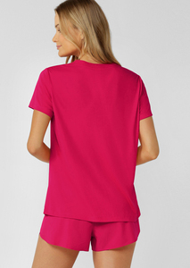 T-shirt décontracté d'été pour femmes, col rond, couleur unie, manches courtes, coupe ajustée confortable, haut tendance - Product Image 3