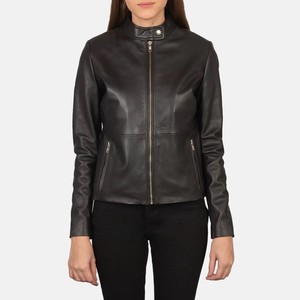 Veste en cuir de mouton 100% haute qualité pour femme, col montant, manches longues, fermeture éclair, disponible en différentes couleurs - Product Image 5