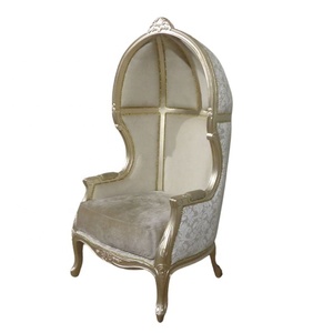 French Style Canopy Chair or Balloon Chair or Side Chair in Mahogany Wooden Frame for Antique Living Room Furniture - Product Image 5