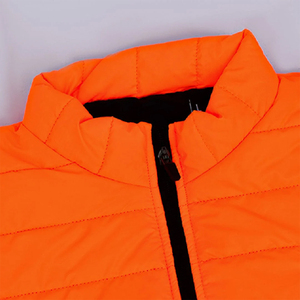 Chaquetas acolchadas de moda para hombre en color negro brillante y naranja con dos bolsillos frontales, ropa casual, chaqueta acolchada de plumón para hombre para el invierno. - Product Image 2