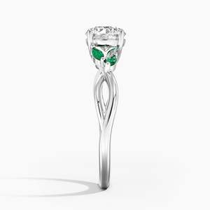 Anillo de Compromiso BOJ Ring 068, Corte Redondo, Plata 925, con Esmeraldas, Anillo de Diamantes de 2 Quilates, Color D, VVS1, Moissanita, Certificado GRA, en Oferta - Product Image 3