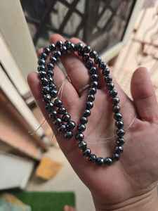 Perlas de Diamante Moissanita Negra de 6.50 MM y 16 Pulgadas, Corte AAA, para Joyería - Product Image 1