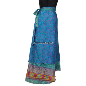 Assorted Colors Magic Long Silk <b>Wrap</b> <b>Skirts</b> 2 Layer Reversible Magic Silk Saris <b>Wrap</b> Long <b>Skirt</b> Sarong <b>Wrap</b> Girl's Recycled Silk - Product Image 1